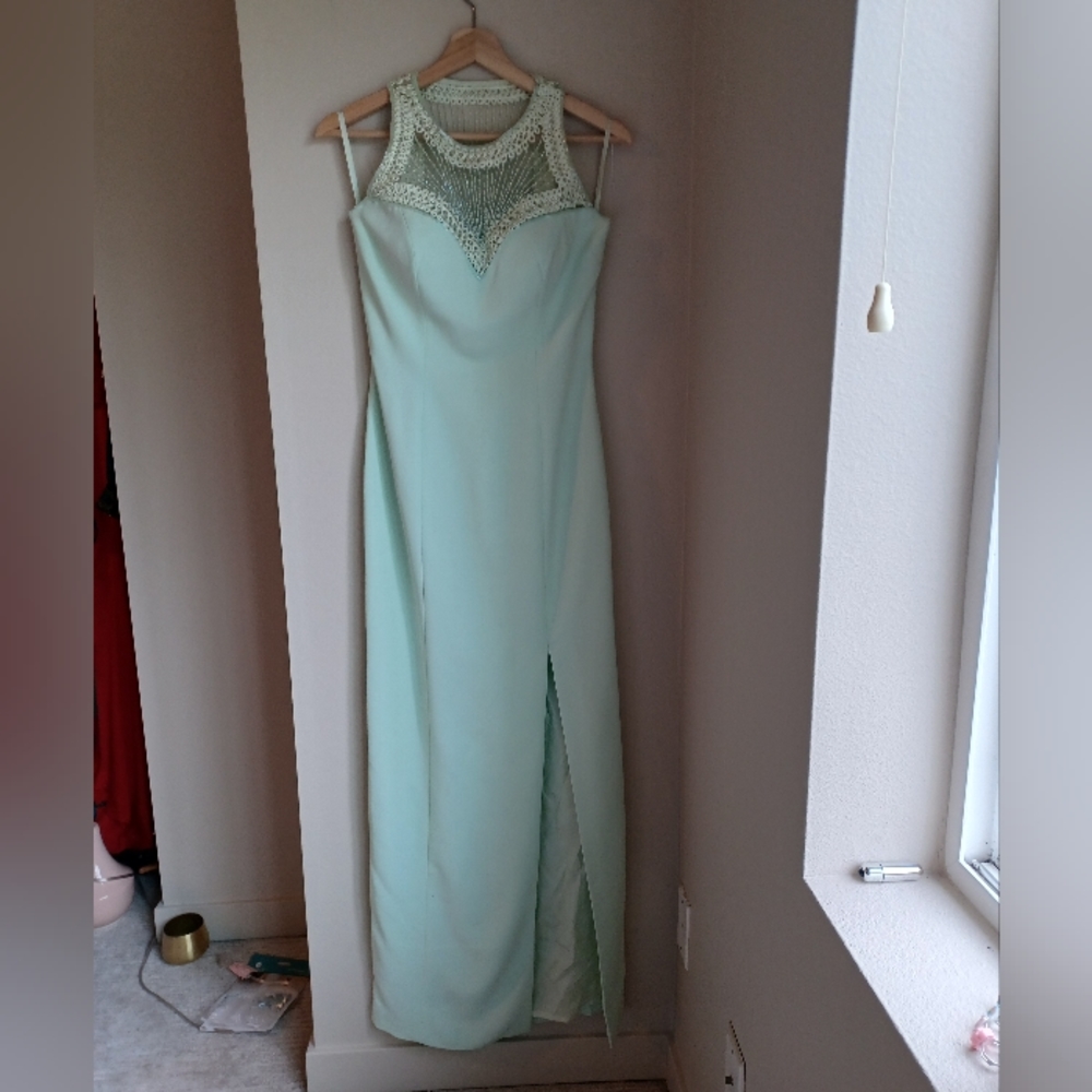 Vintage Alyce Designs Mint Green Beaded Gown - Picture 2 of 12
